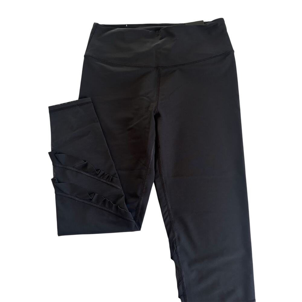 Victoria’s Secret Sport Black High Rise Ruffle Detail Leggings Womens Medium NWT